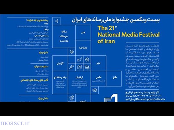 مهلت ارسال آثار تا 7 تیر بیست و یکمین جشنواره ملی رسانه‌های ایران