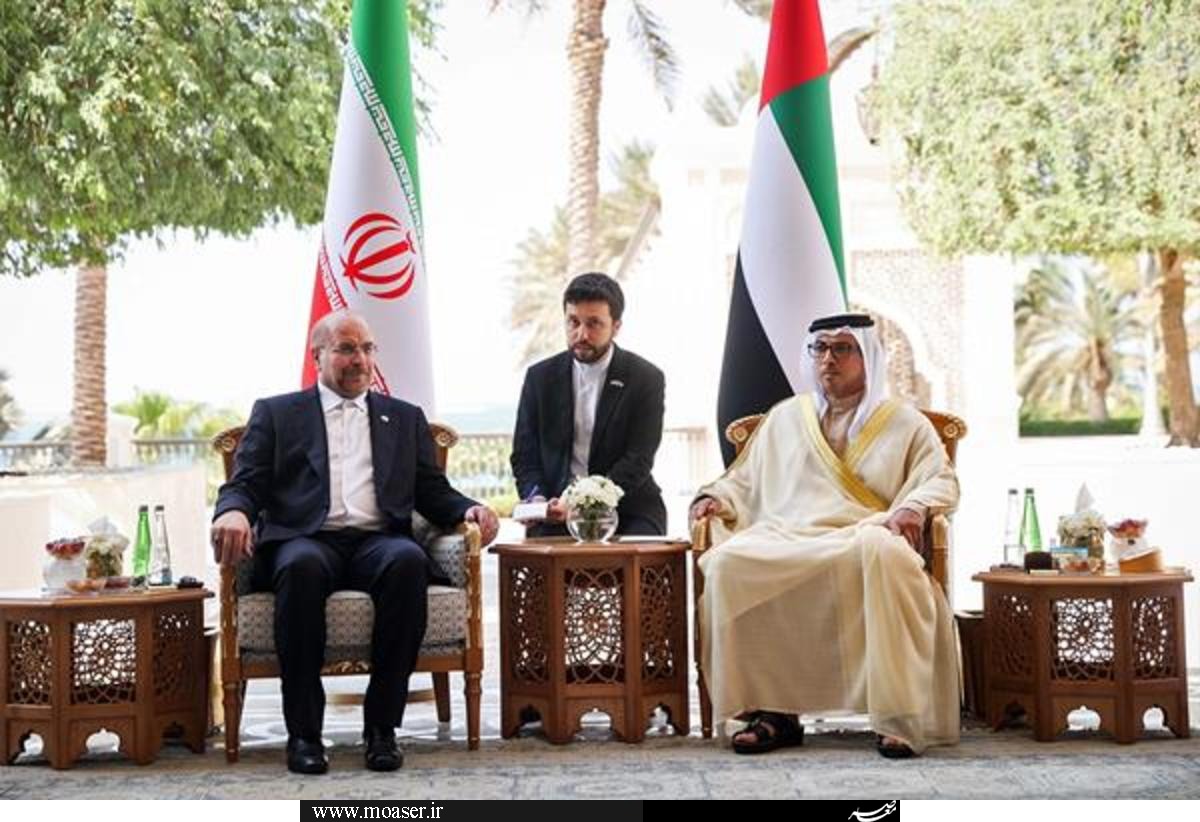 گزارش تصویری/دیدار شیخ منصور معاون رئیس دولت و معاون نخست وزیر امارات با دکتر قالیباف