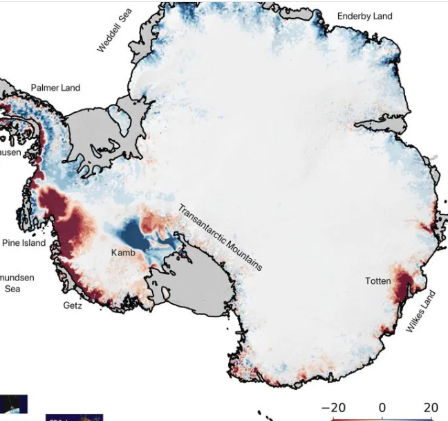 کاهش توده صفحه یخی قطب جنوب
