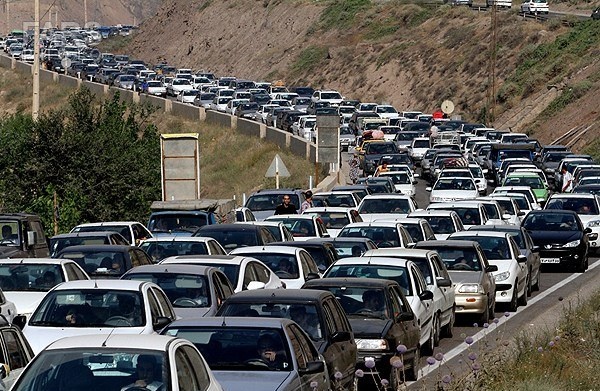 ترافیک سنگین در جاده کرج -چالوس